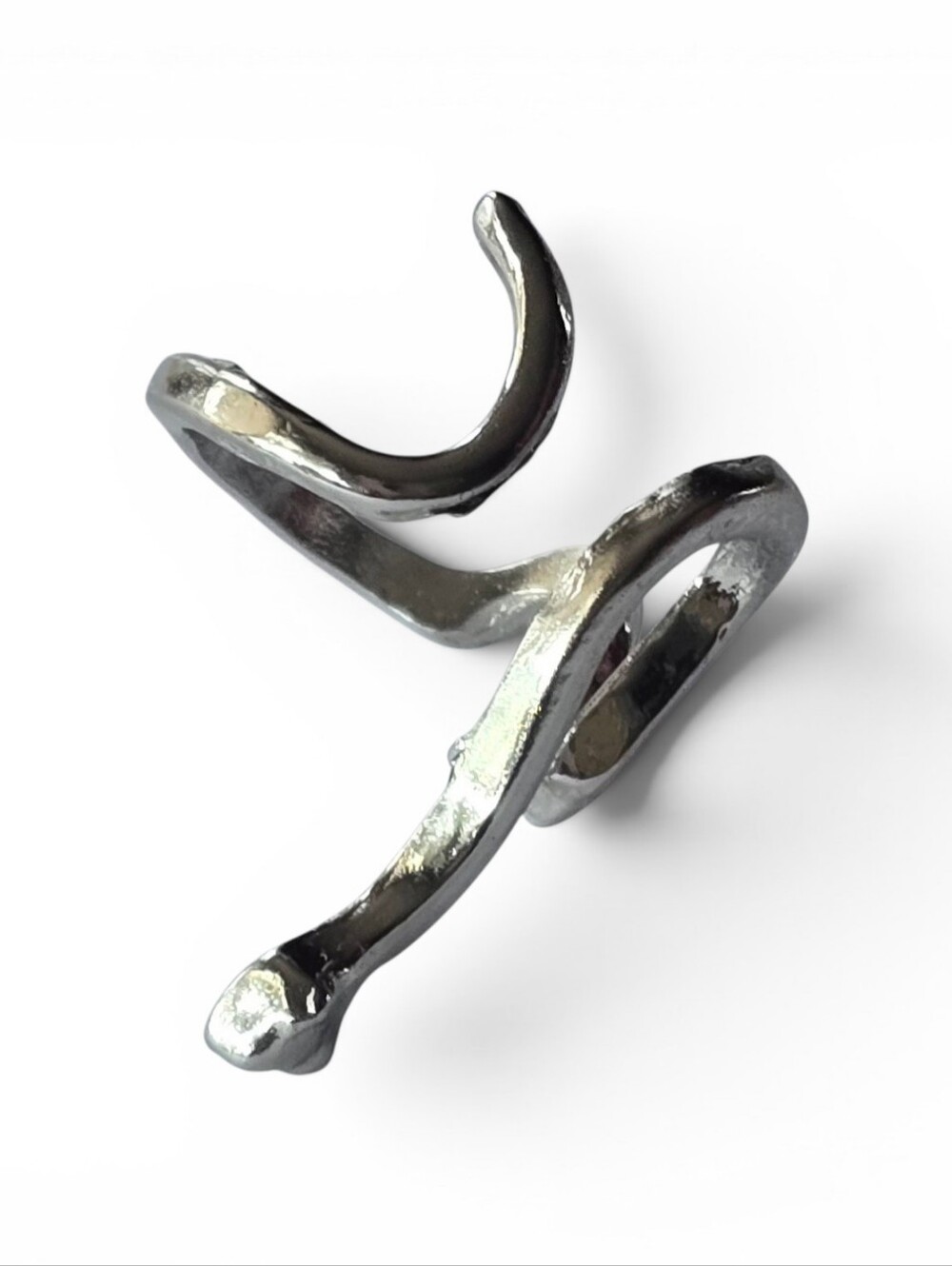 MODERN GEOMETRIC OPEN ABSTRACT SNAKE LOVERS SIZE 6 TITANIUM SILVER NEW RING